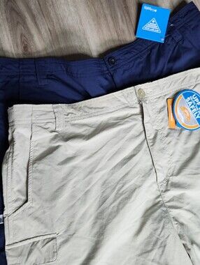 Columbia PFG Bahama Short Men XXL 8" Blue Khaki Fishing Outdoor Lightweight UPF